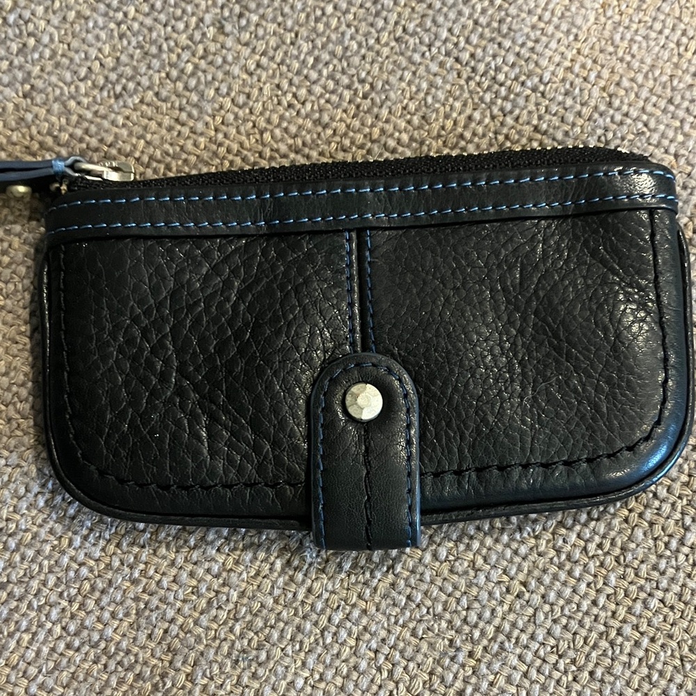 Sigrid Olsen Dark Blue Leather Pouch with Key Chain